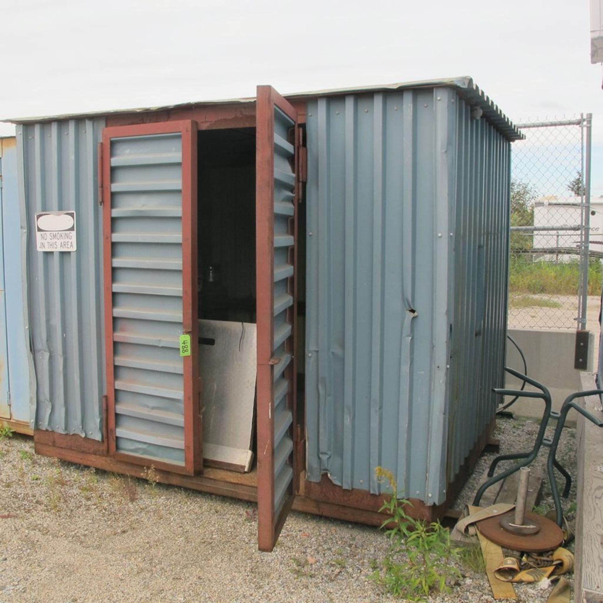 PORTABLE STEEL GAS STORAGE SHED WITH FOLD DOWN RAMP (WEST YARD)