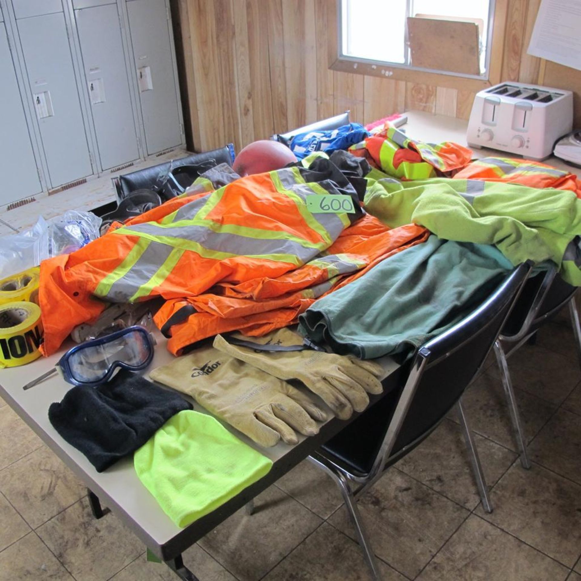 LOT OF SAFETY CLOTHING AND TOOLS (BREAK ROOM) (MAIN BLDG)