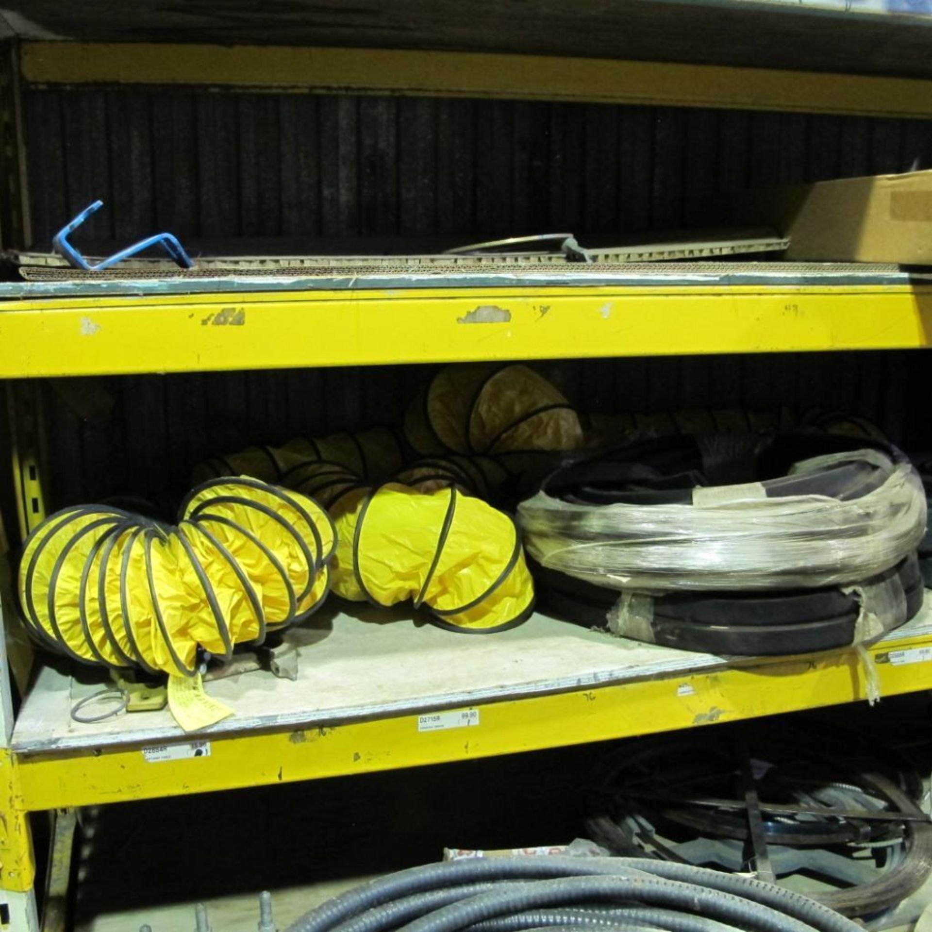 4 SECTIONS OF PALLET RACKING W/CONTENTS (HARDWOOD CABLE MATS, SPILL FLOORS, WELDER PARTS, HOSES AND - Image 4 of 5