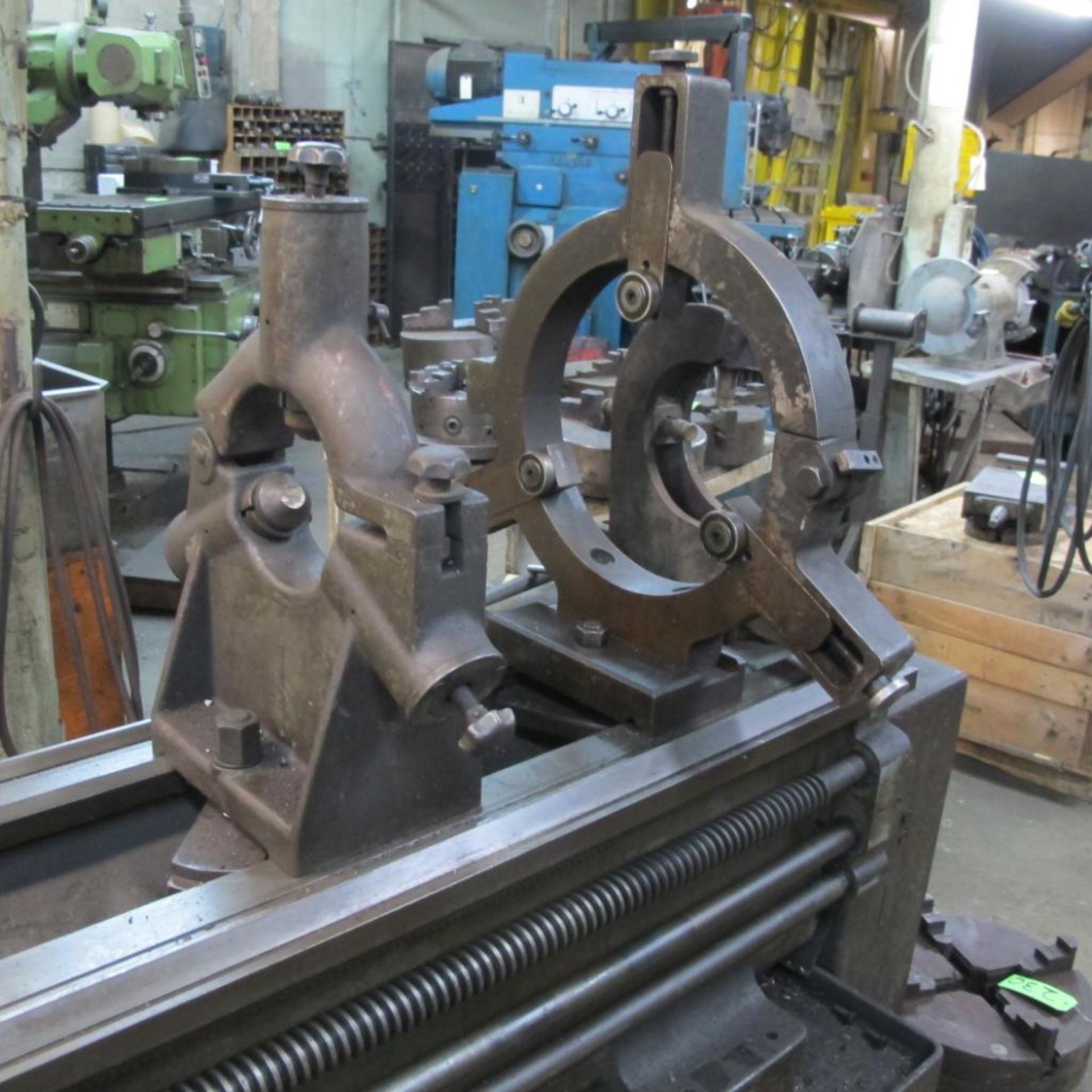 VDF 24" X 10' LATHE, 22" 4 JAW CHUCK, 3 1/4" BORE, TAILSTOCK, STEADY REST, FOLLOW REST, TOOL POSTS, - Image 13 of 16