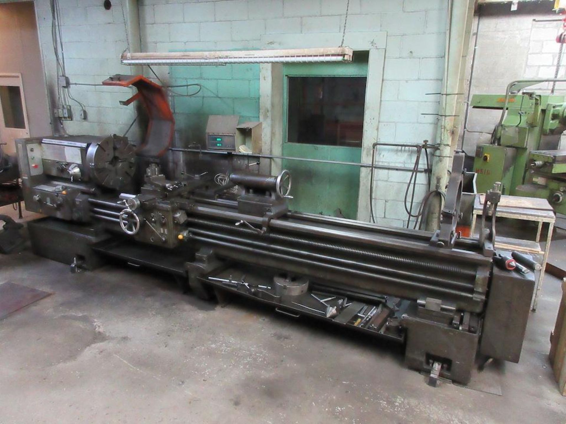 VDF 24" X 10' LATHE, 22" 4 JAW CHUCK, 3 1/4" BORE, TAILSTOCK, STEADY REST, FOLLOW REST, TOOL POSTS,