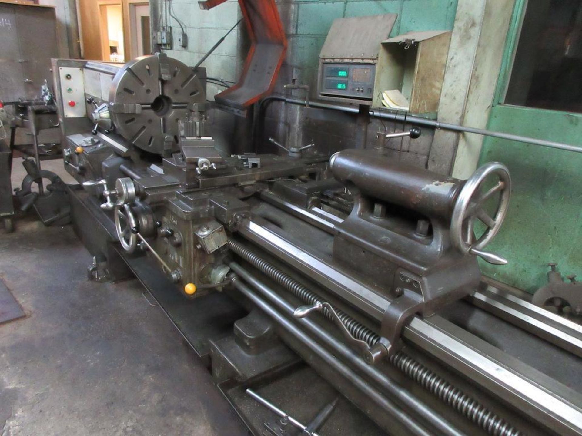 VDF 24" X 10' LATHE, 22" 4 JAW CHUCK, 3 1/4" BORE, TAILSTOCK, STEADY REST, FOLLOW REST, TOOL POSTS, - Image 2 of 16