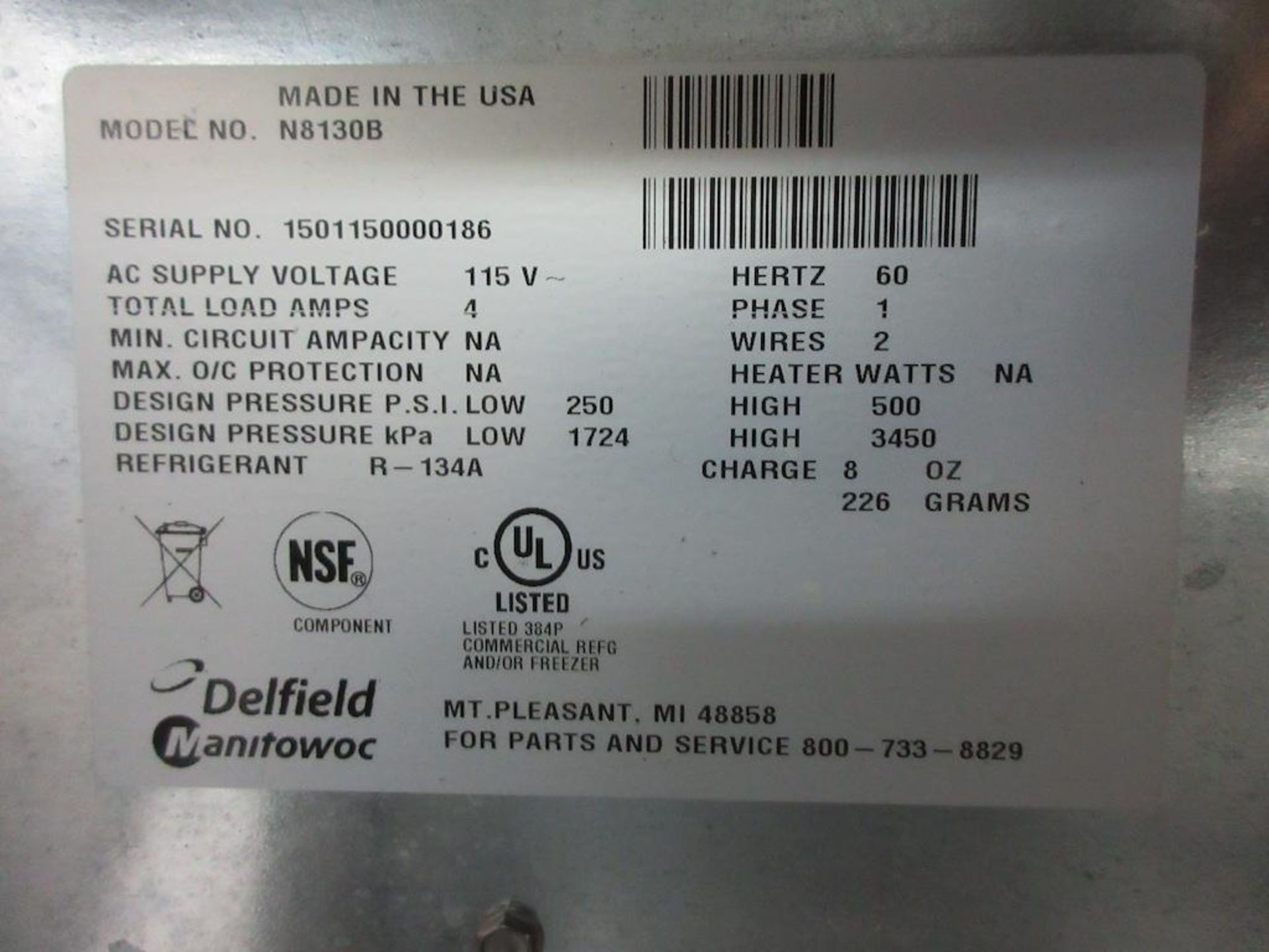 Delfield Manitowoc counter drop in refrigerated cold well, model N8130B, 21.5" x 26" x 9.5", sn 1501 - Image 5 of 5