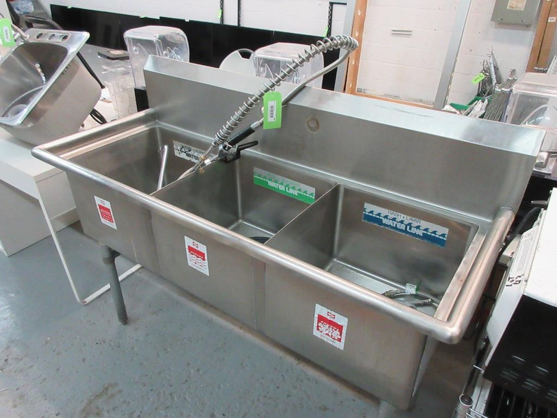 Stainless Steel 59" 3 compartment sink w water filter - Image 2 of 3
