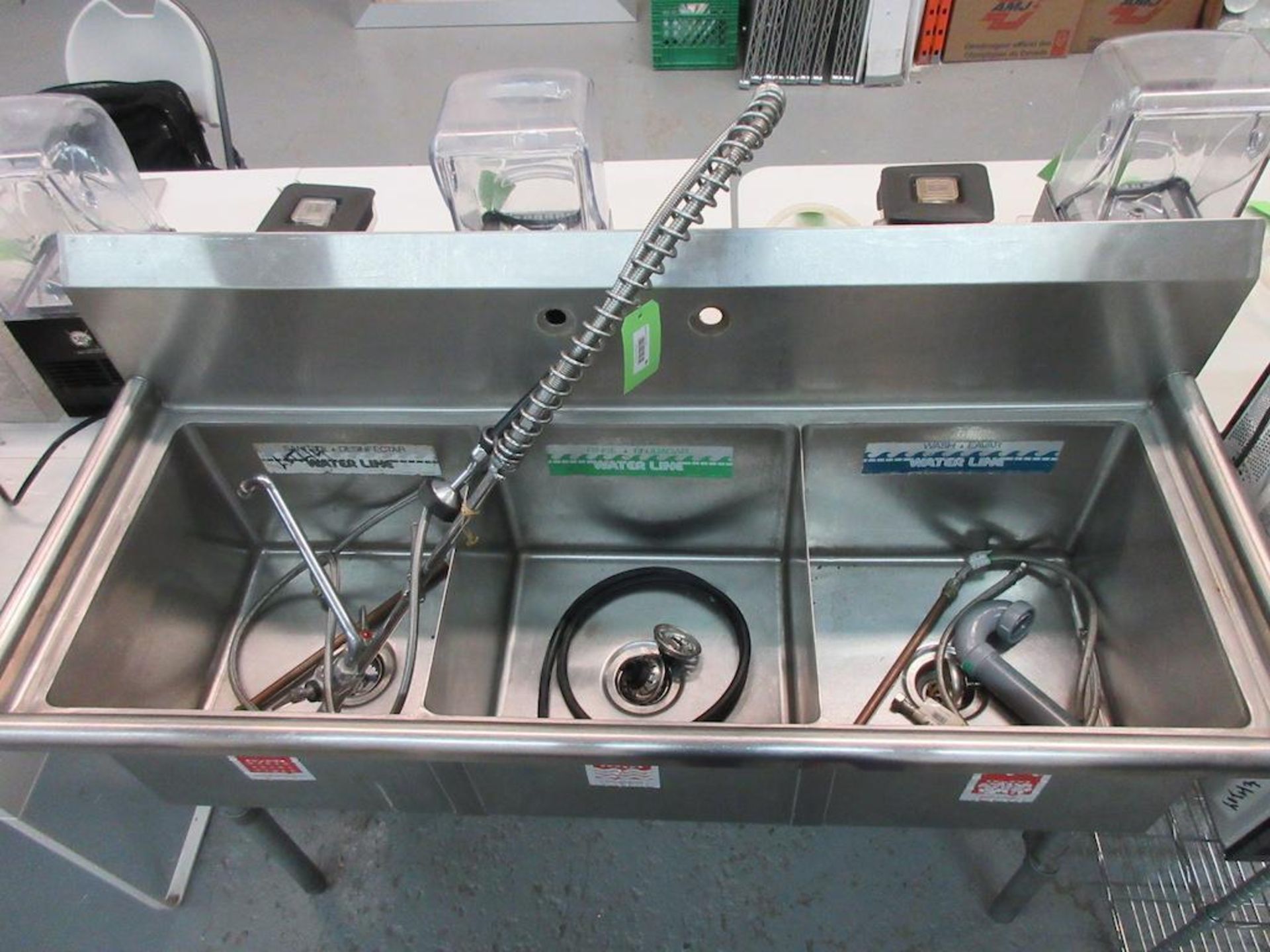 Stainless Steel 59" 3 compartment sink w water filter - Image 3 of 3