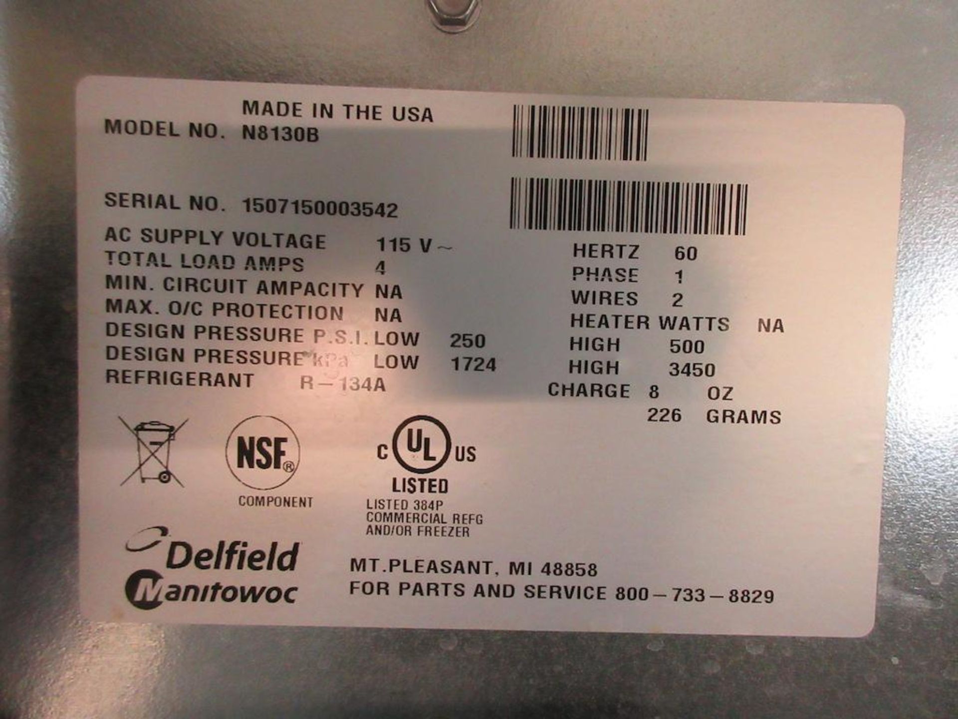 Delfield Manitowoc counter drop in refrigerated cold well, model N8130B, 21.5" x 26" x 9.5", sn 1501 - Image 3 of 3