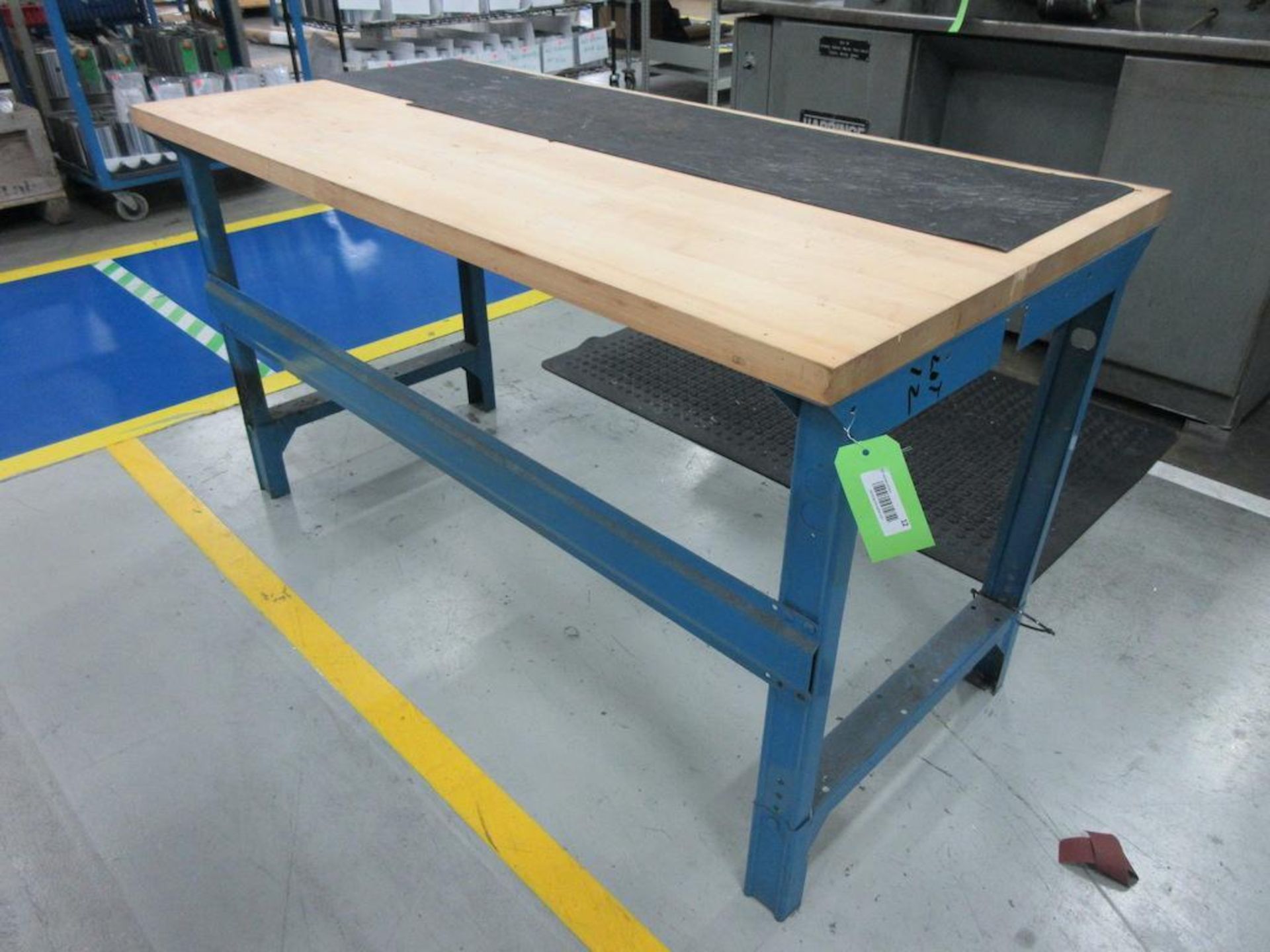 (2) Maple top & blue steel 60" x 30" work tables