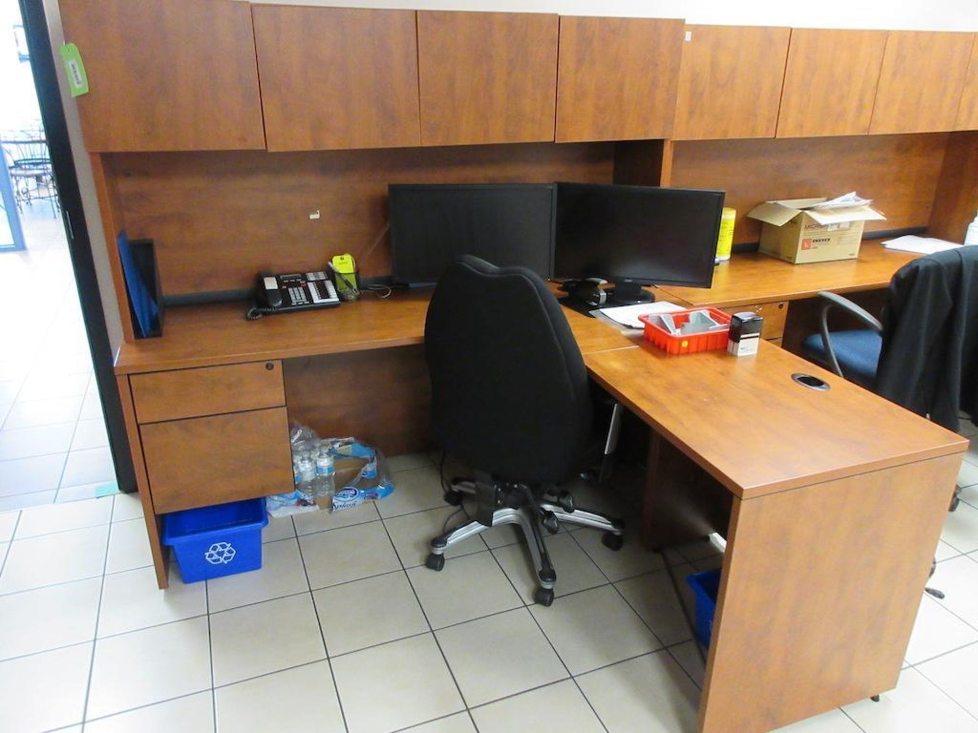 3 maple L shaped desks, 3 chairs (no computers, printers, phones, personal property) - Image 2 of 4