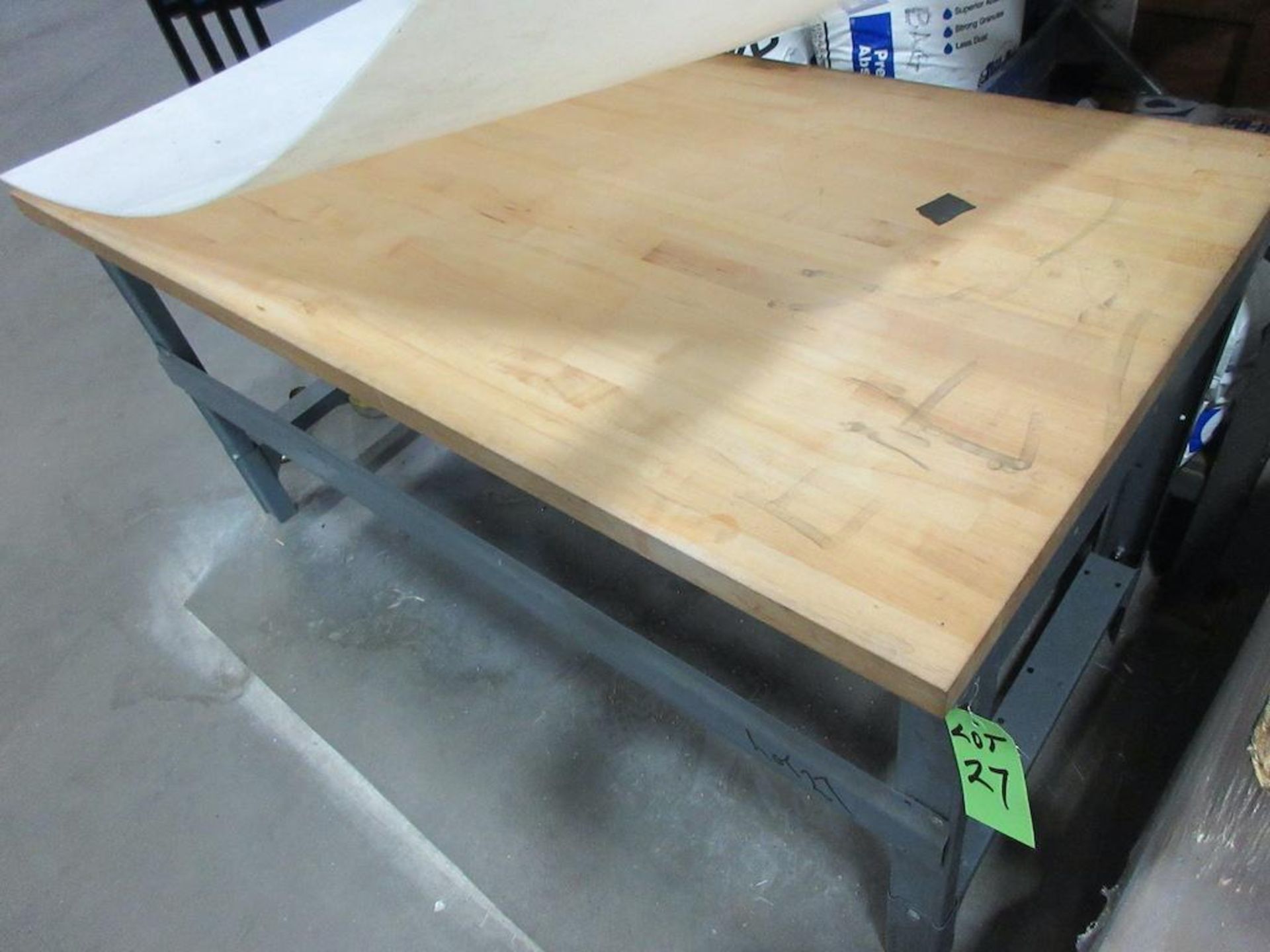 2 Assorted maple top 30" x 60" steel work tables - Image 3 of 3