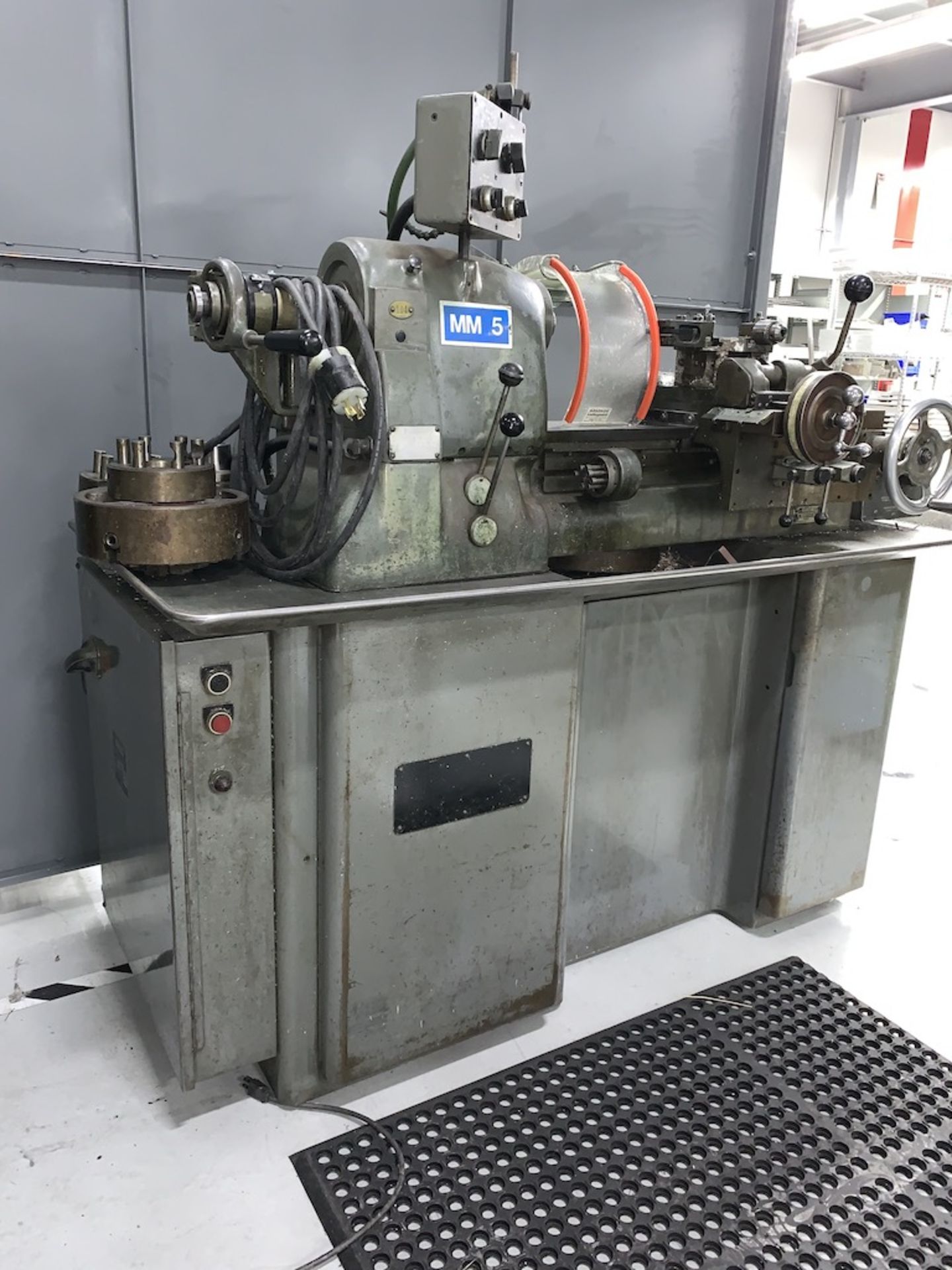 HARDINGE lathe model HLV-H, 10”x20”, collet chuck, tailstock, toolpost, 125-3000 rpm, spare collets