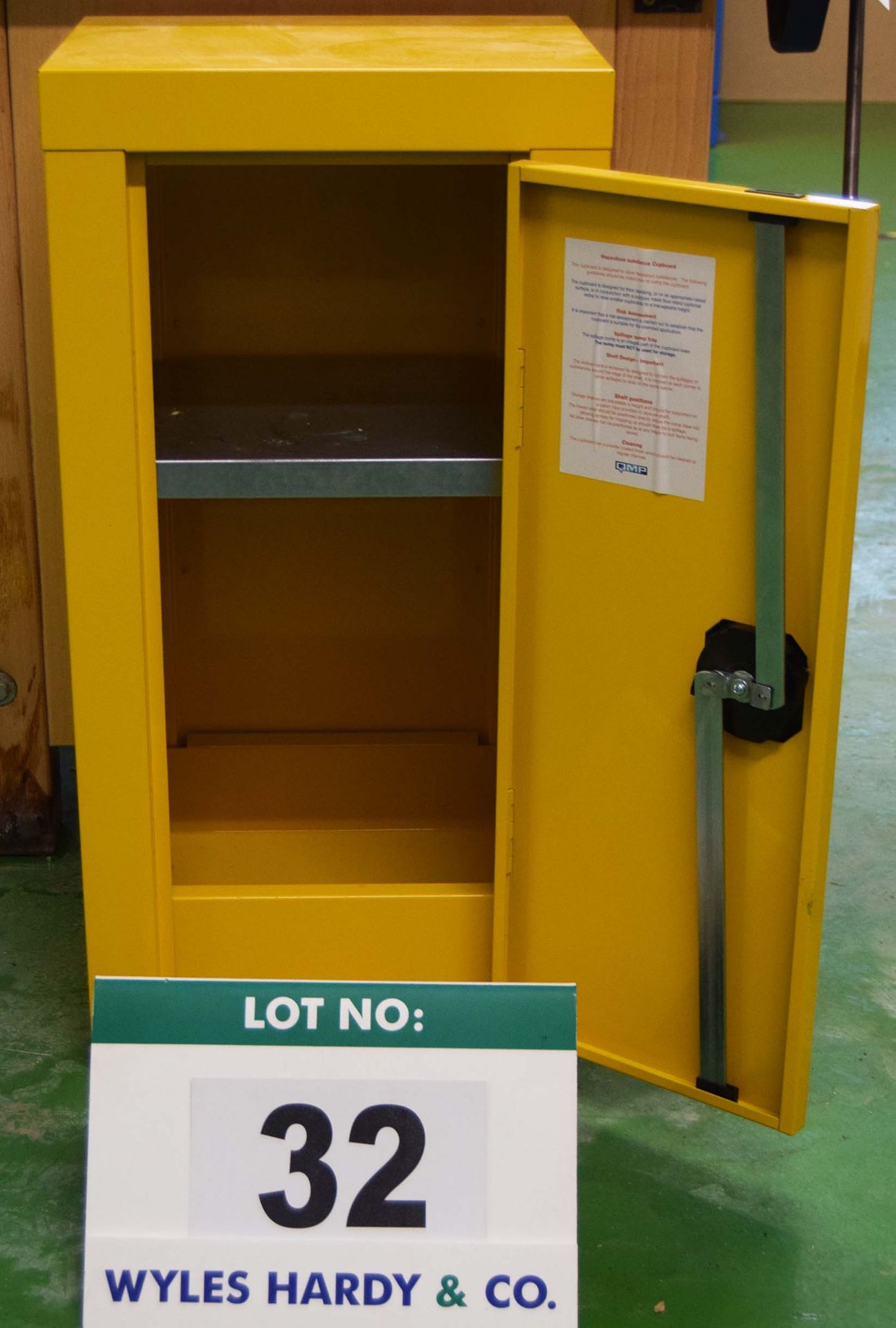 A Yellow Steel Benchtop Flammables Storage Cabinet (Key Held) - Image 2 of 2