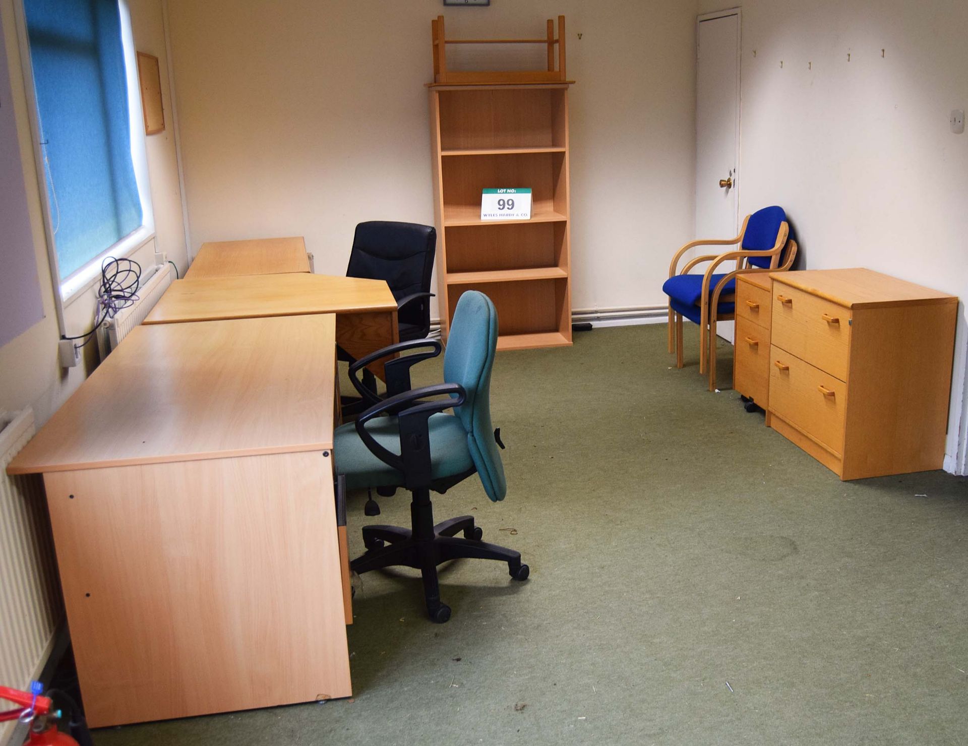 A Quantity of Office Furniture including A Light Oak Veneer Double Pedestal Desk, Light Oak Veneer