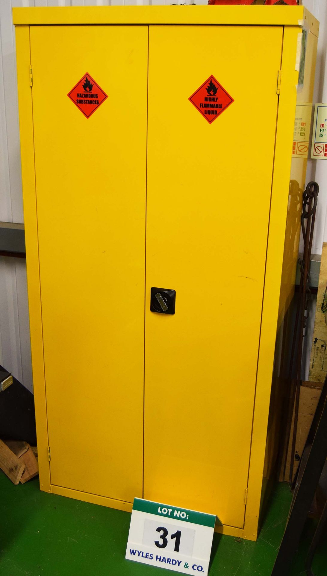 A 2M x 1M Double Door Steel Flammables Storage Cabinet (Key Held)