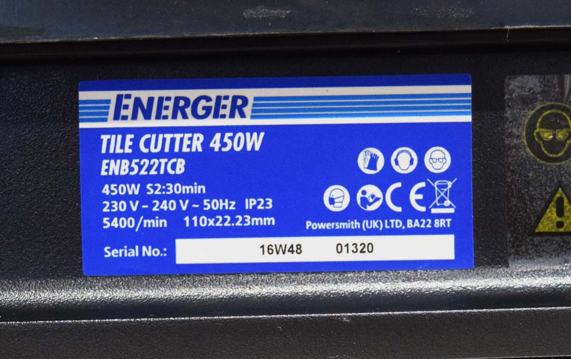 An ENEGER ENB 522TCB 240V AC 450W Diamond Wheel Wet Tile Cutter (Boxed/Unused) - Image 2 of 2