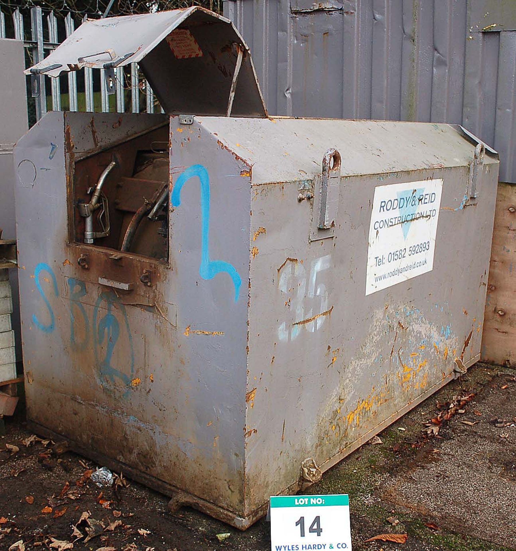 An Approx. 2000 Litre Bunded Portable Diesel Tank with Fitted Manual Pump and Delivery Hose