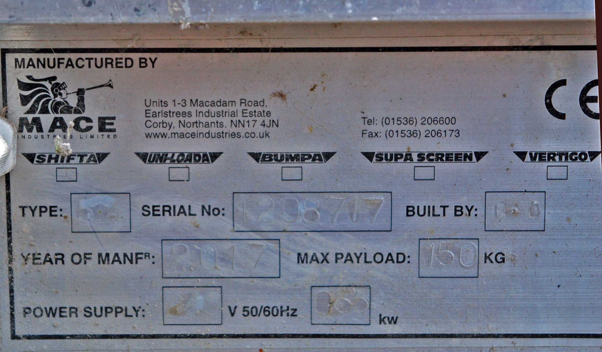 A MACE SHIFTA 5.4 Approximately 5.4 Meter x 450MM 110V Electric Rubber Troughed Conveyor in - Image 2 of 2