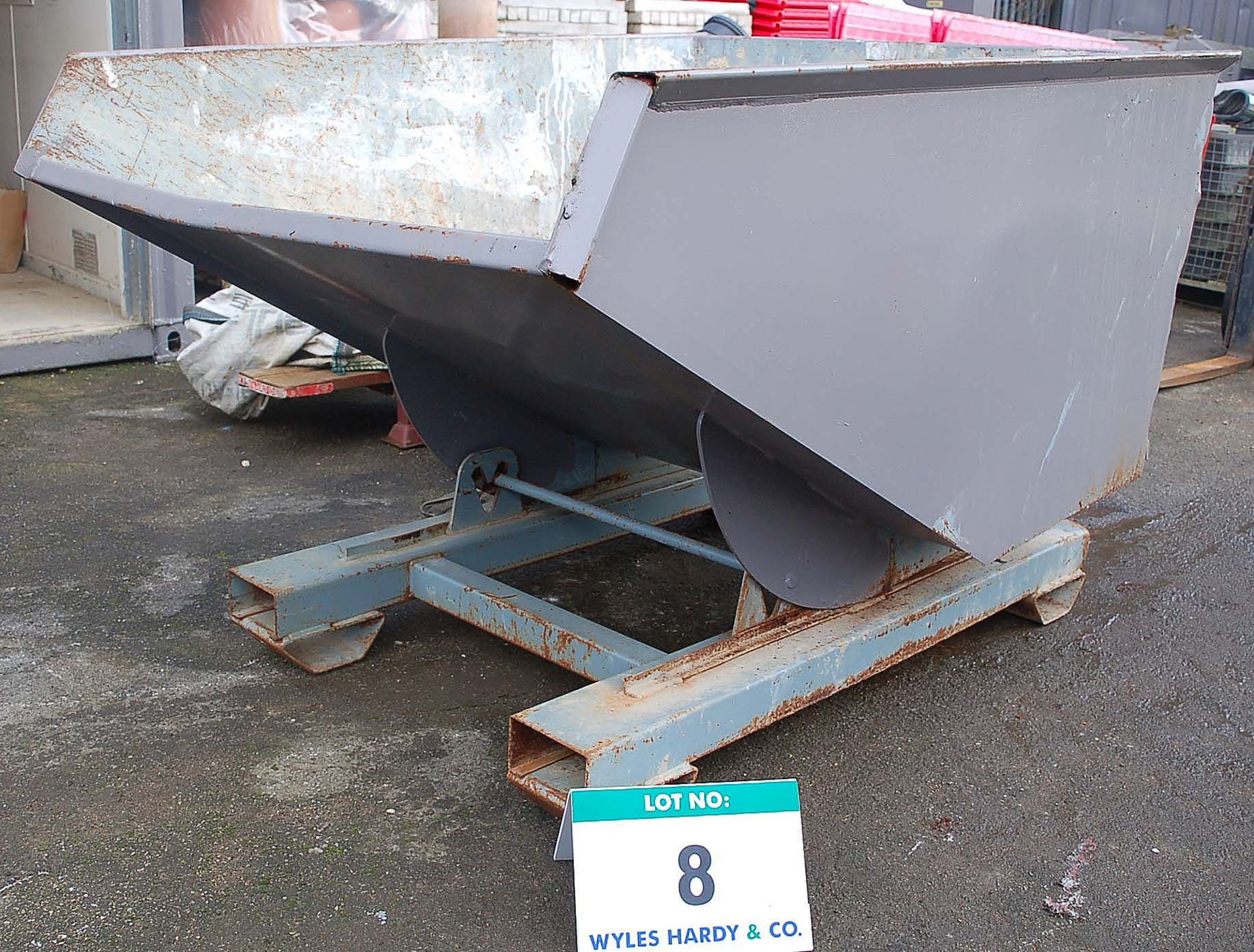 A One Cubic Meter Fork Lift Operated Tipping Skip