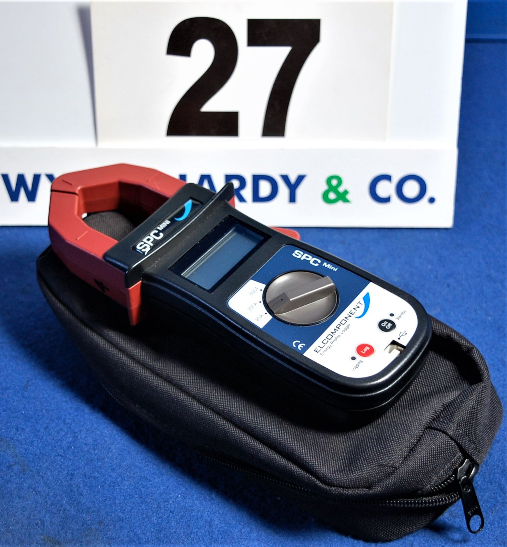 An SPC Mini 20A-500A Clamp Type Digital Energy Profile Logger in Soft Carry Case