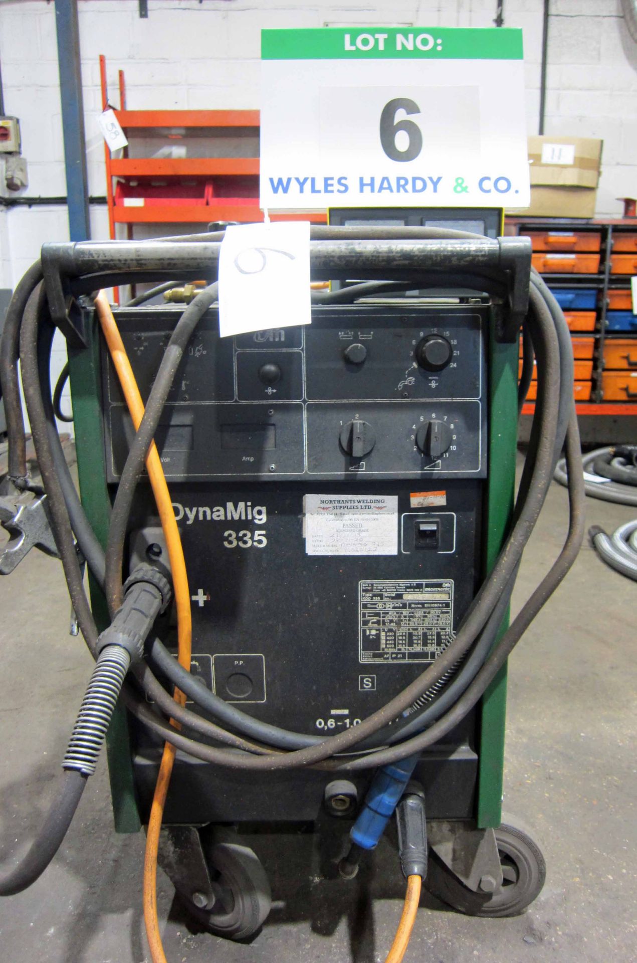 A MIGTRONIC Model Dyna Mig 335 Mig Welder (KDO335) complete with QUALITRONICS Voltage and Amp and