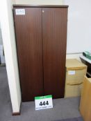 A 790mm x 540mm x 1650mm Dark Sapele Veneer Double Door Stationery Cupboard and Contents (As