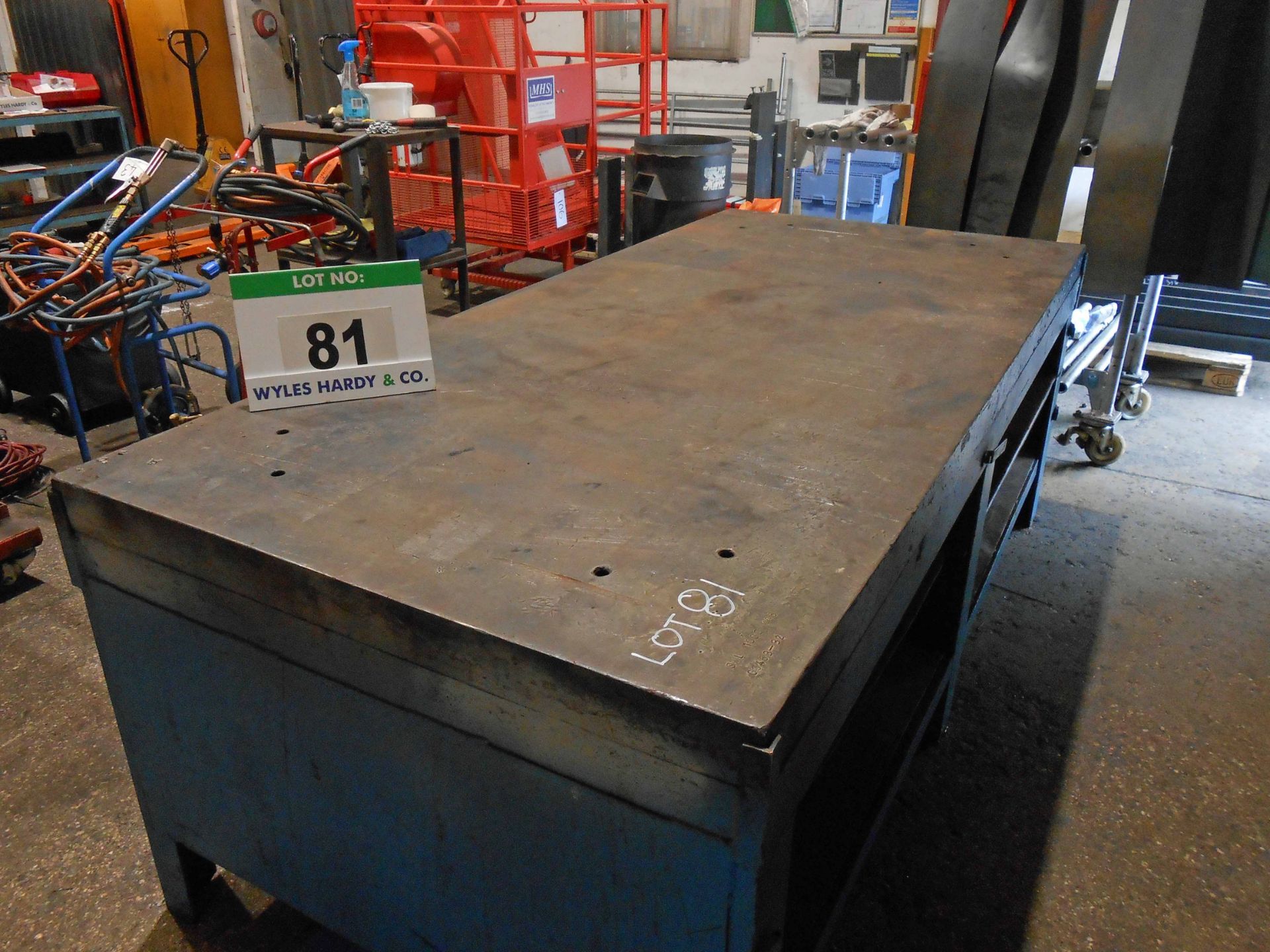 A 2290mm x 1080mm Heavy Duty Marking Out/Welding Bench with Steel Slab Top (Rated SWL 1000Kgs)