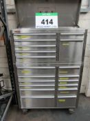 A CSPS 1045mm x 445mm x 1540mm Stainless Steel Tool Cabinet, Nineteen Drawers with Lifting Lid on