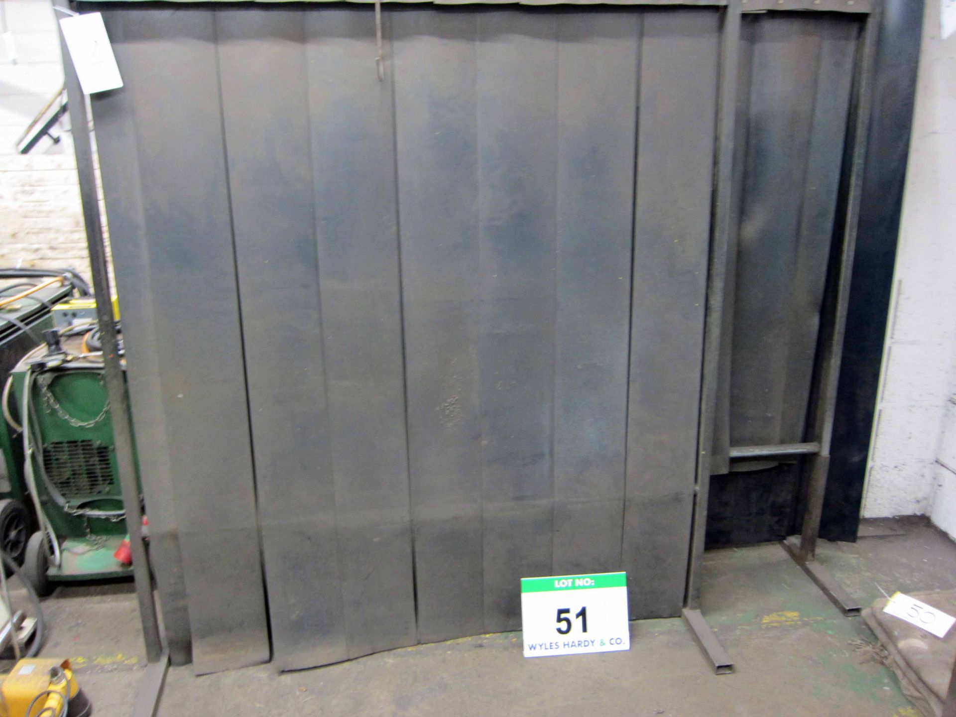 Two Approx. 1580mm x 1750mm Moveable Welding Screens on Steel Frames - Bild 2 aus 2