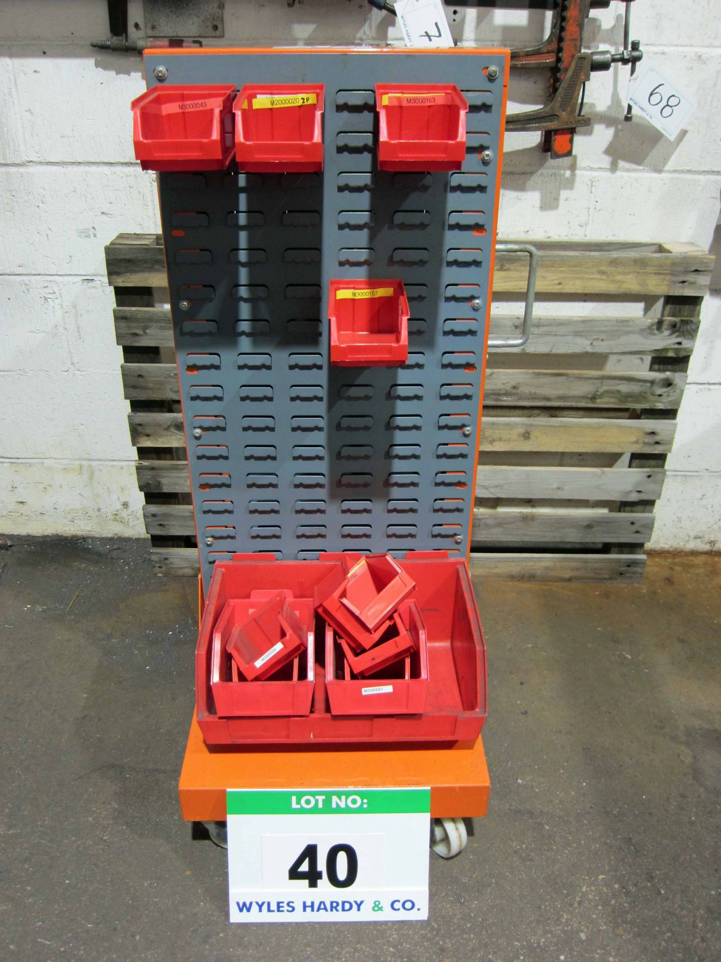 A 370mm x 750mm x 1170mm Wheeled Trolley with fitted Multi-Bin Rack and A Quantity of Multi Bins - Image 2 of 3