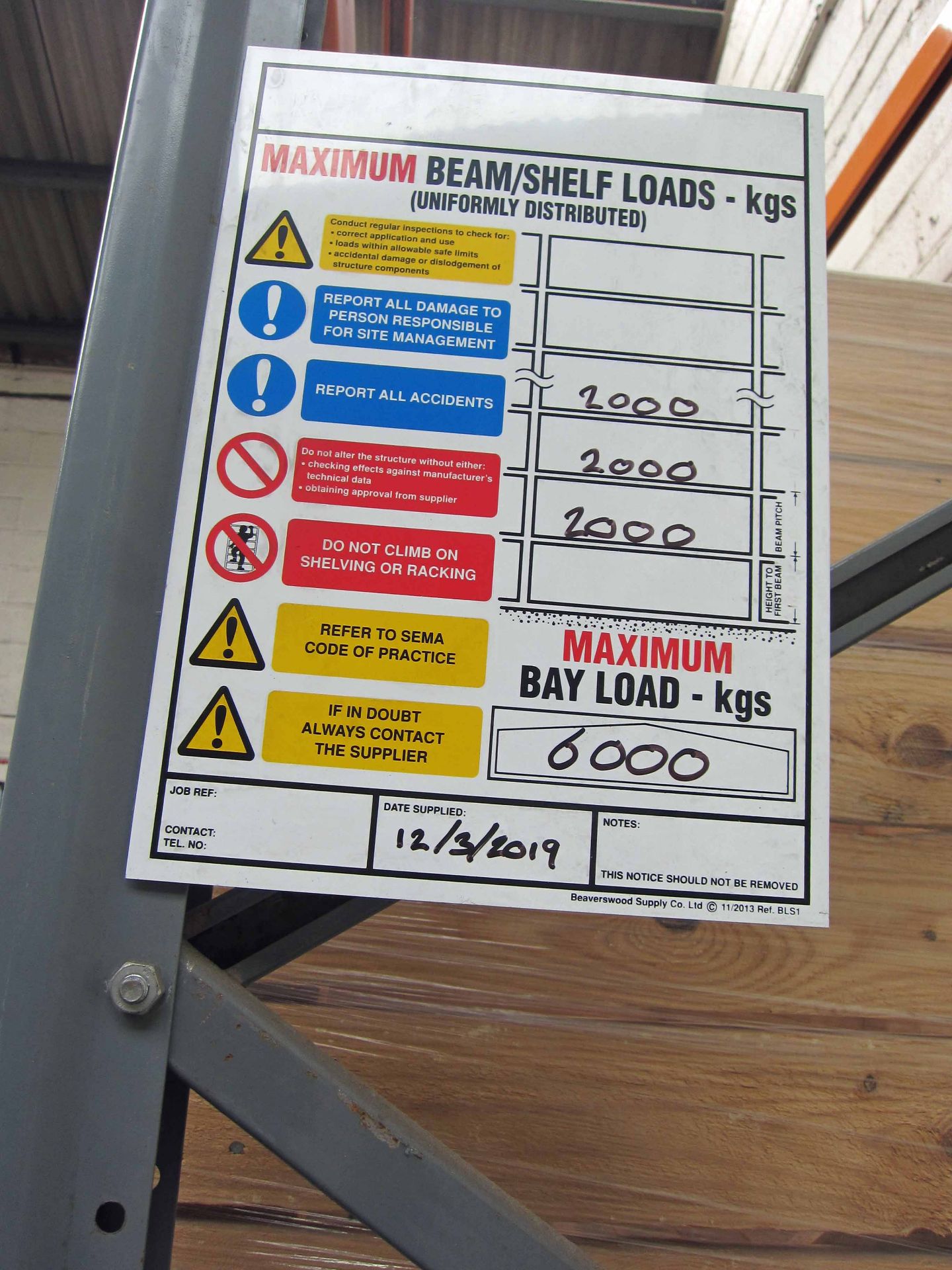 Four Bays Pallet Racking comprising Six Masts, 4280mm x 1060mm and Twenty Four Assorted Beams, - Image 4 of 4