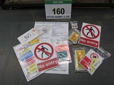 A Quantity of Unused Workplace Signs - Electricity At Work Act, Racking Load Ratings, Vehicle Gas