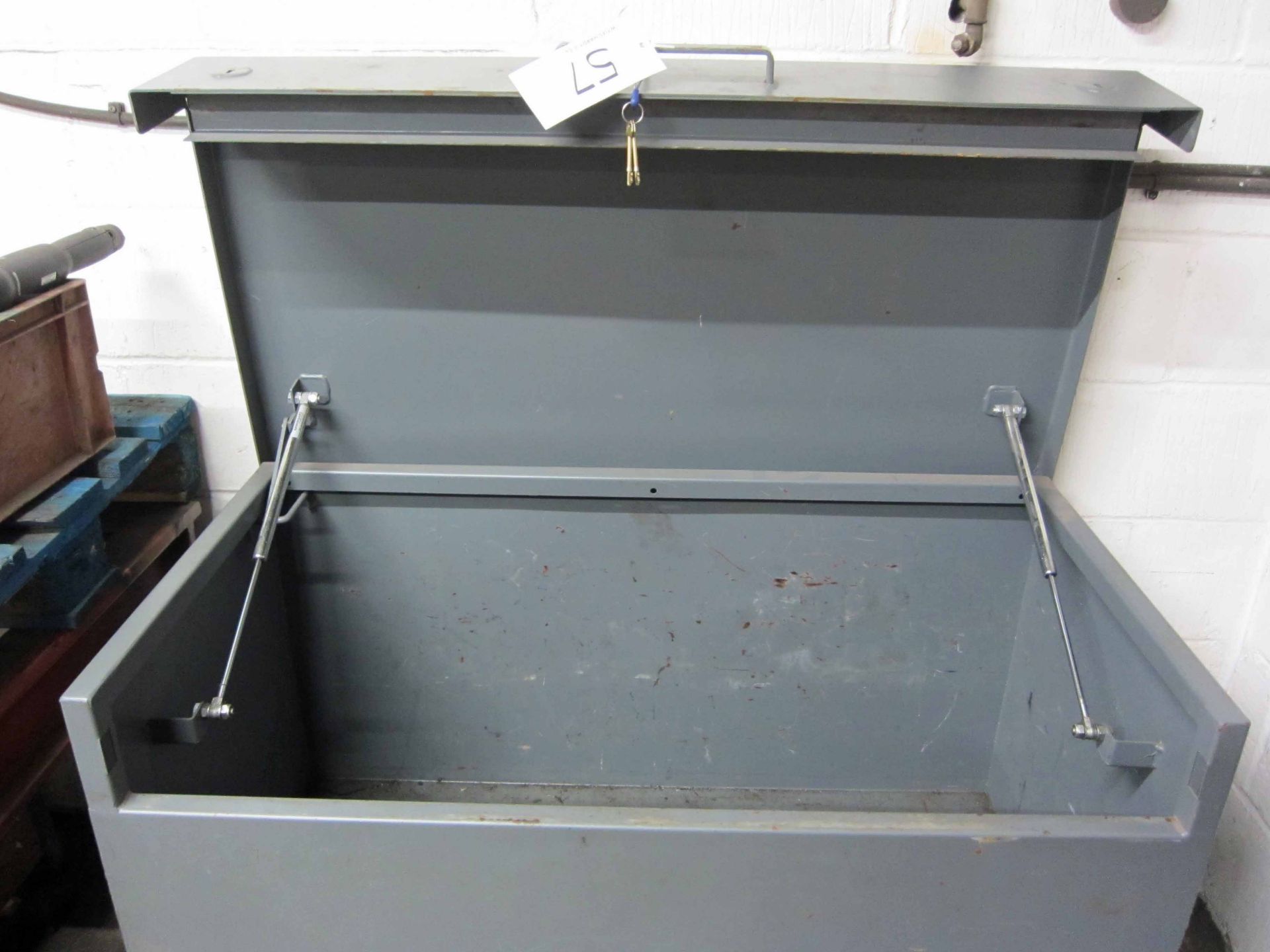 A 1200mm x 640mm x 660mm Steel Tool Vault, fitted 5-Lever Mortice Locks with Keys, Skid mounted - Image 2 of 3