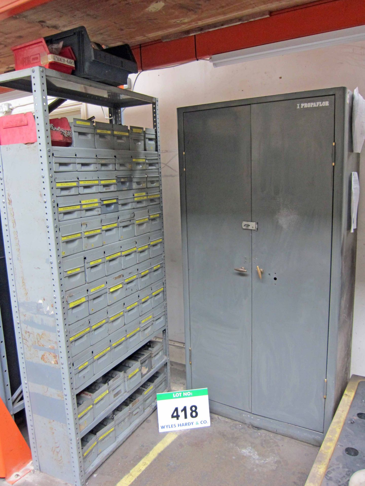 A DEXION 910mm x 310mm x 1880mm Rack fitted Sixty Five Drawers complete with Contents of
