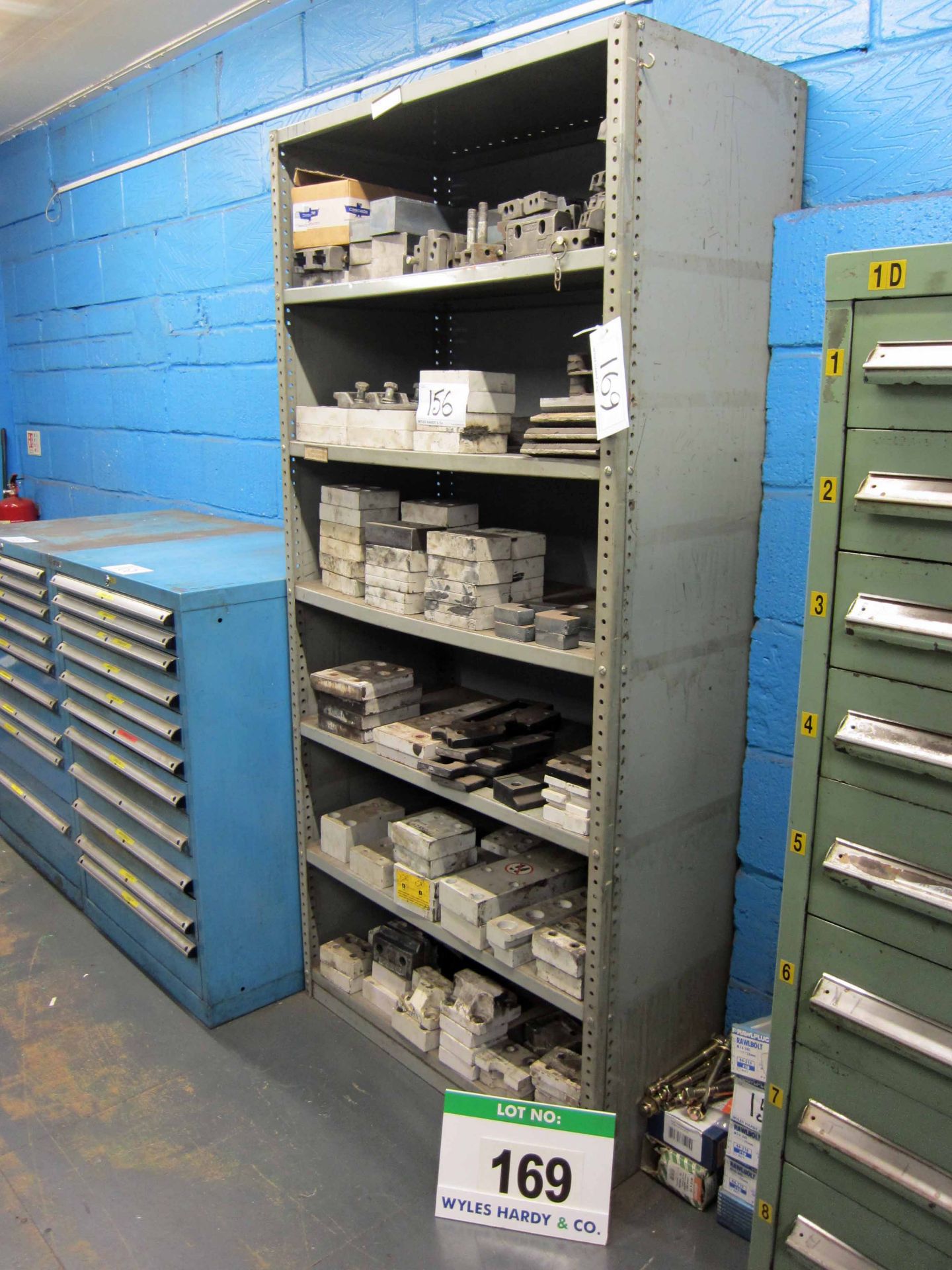 Two Bays of 910mm x 460mm x 1910mm DEXION Type Shelving, One Bay with Fifty Six Parts Drawers (