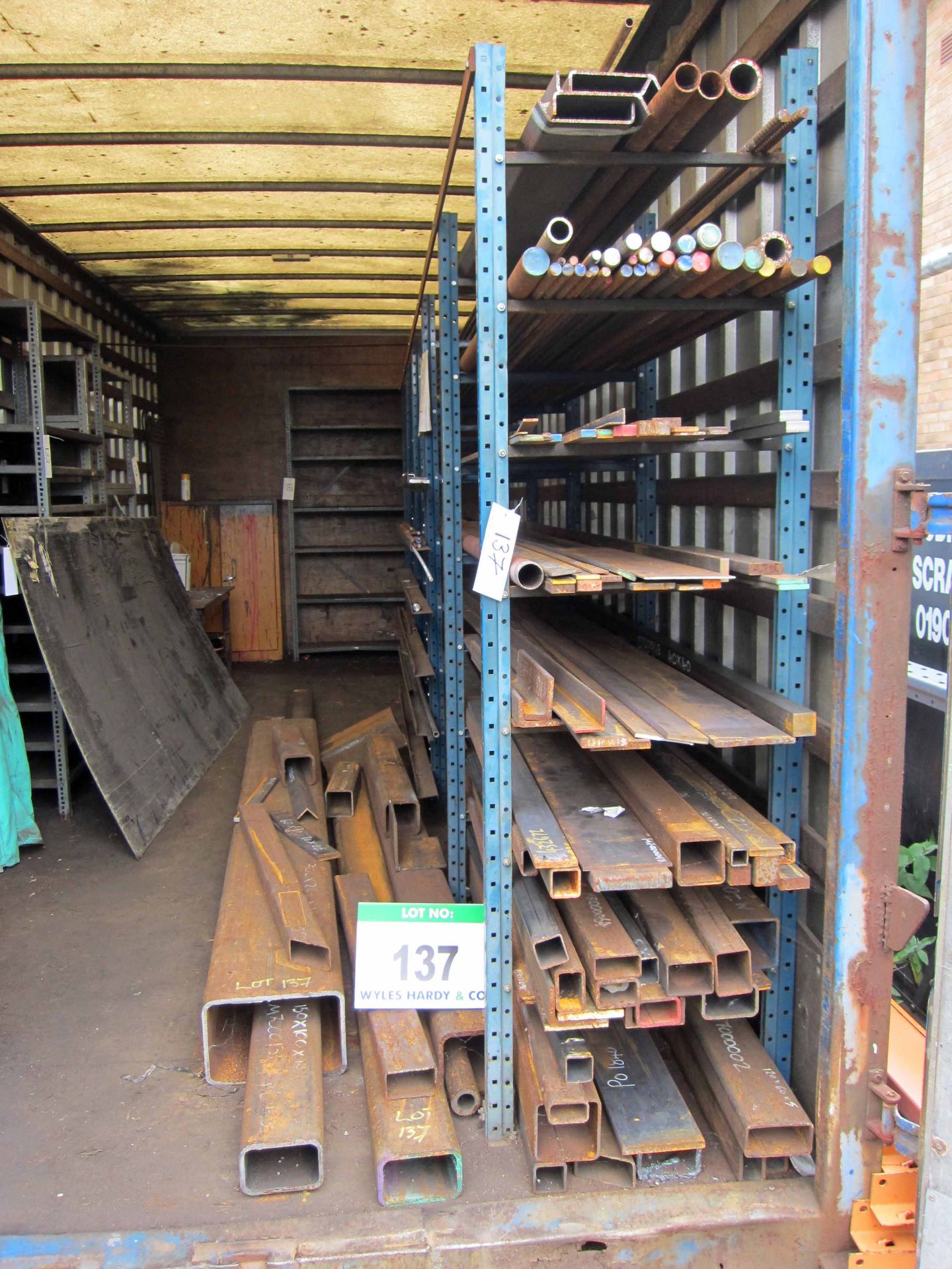 The Steel Stock Holding including Bar, Tube, Flat, Angle, Box Section, etc. (As Lotted includes