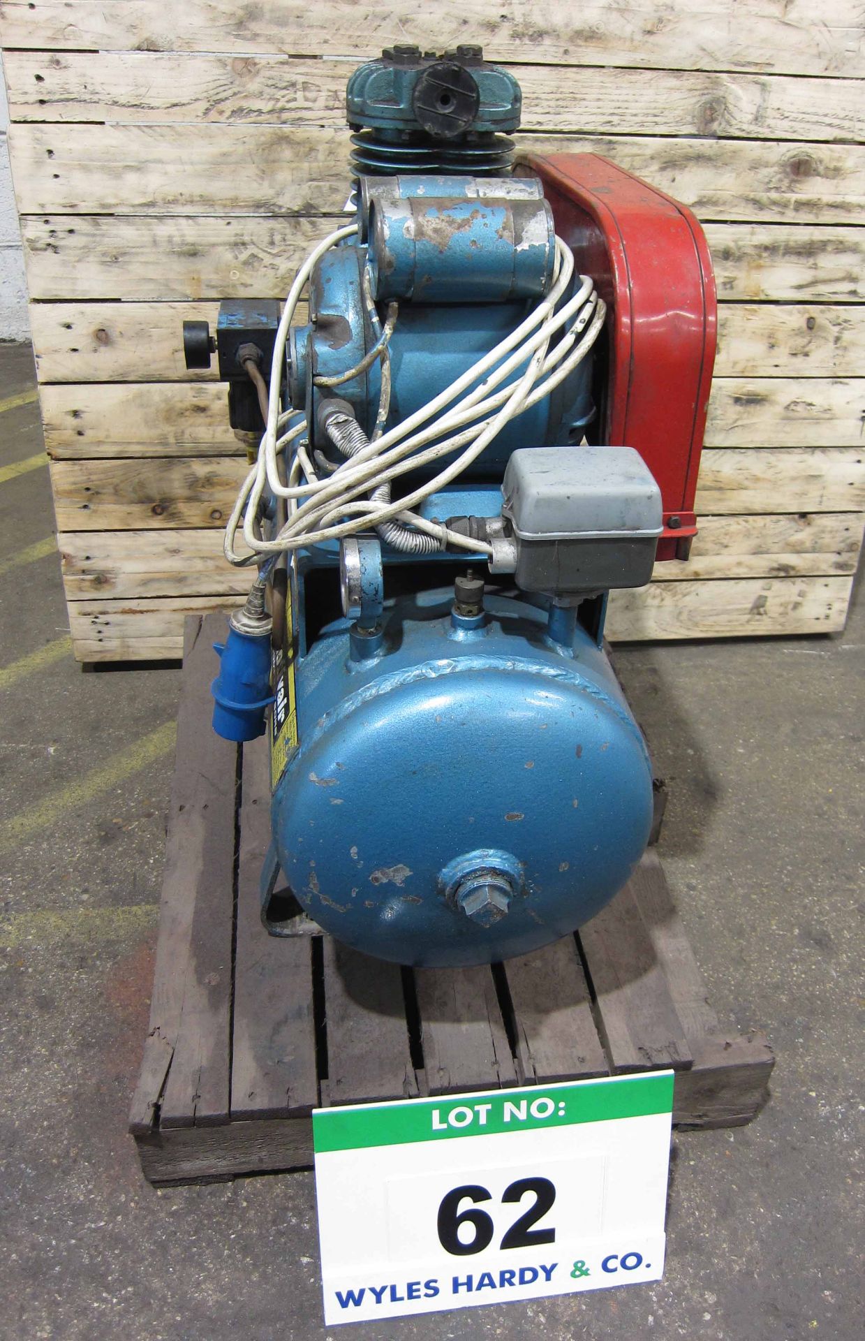 A MOTIVAIR Twin Cylinder Compressor mounted on Horizontal Welded Receiver, Serial No. 25144,