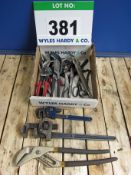 A Quantity of Stillsons, Pipe Wrenches, Tin Shears, etc. (As Lotted)