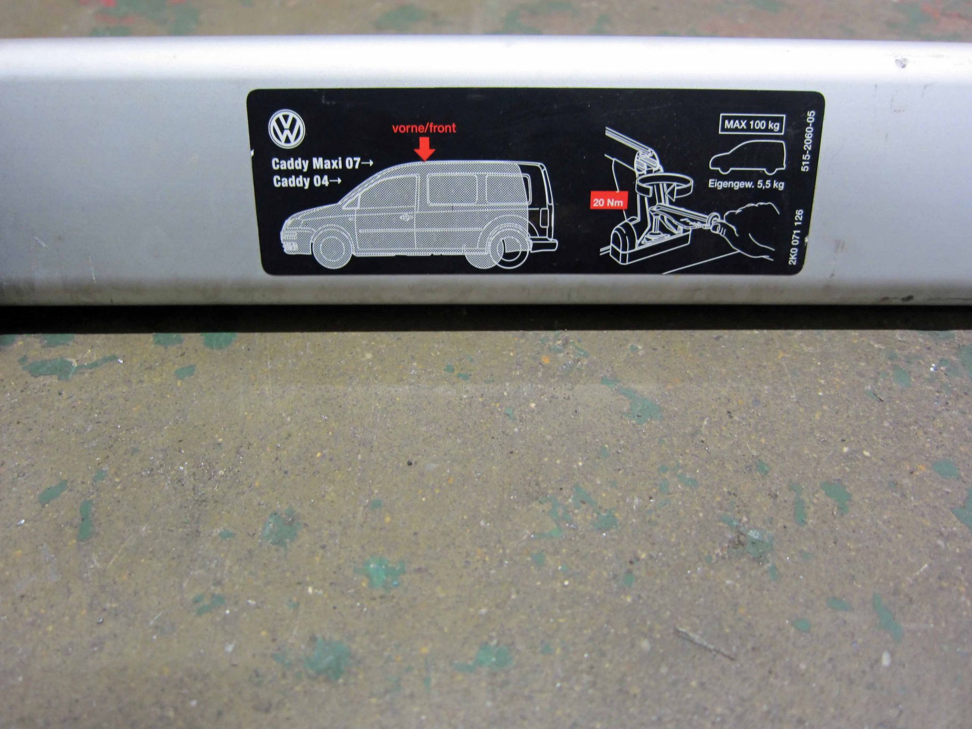 A Pair of VOLKSWAGEN Roof Bars to fit Caddy from 2004 - Caddy Max from 2007, 100Kg Max. capacity - Image 3 of 3