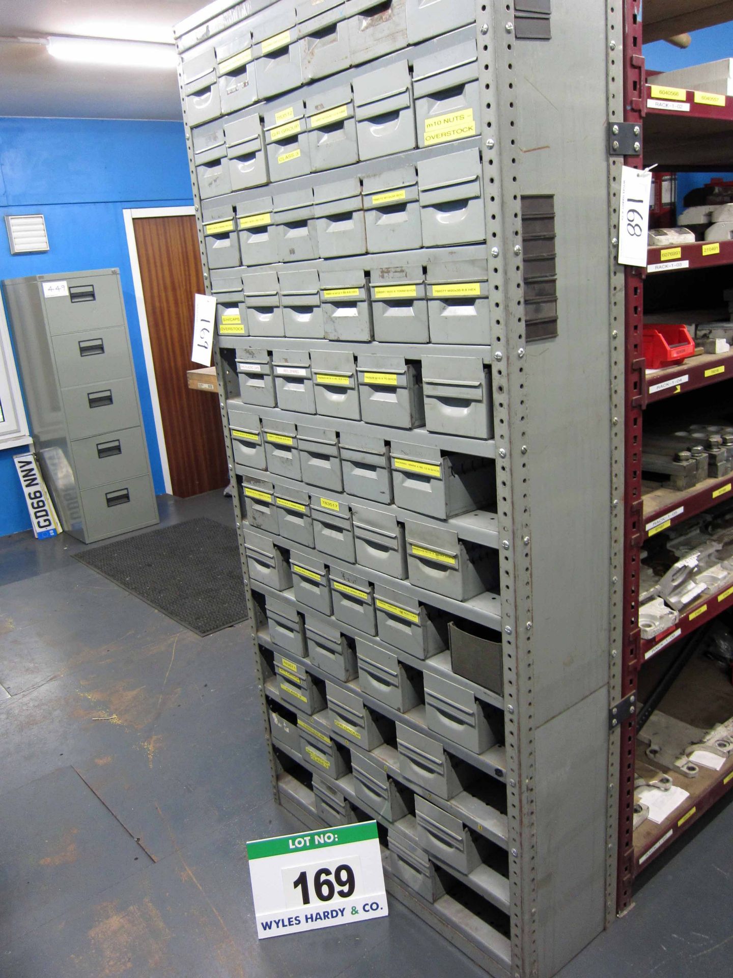 Two Bays of 910mm x 460mm x 1910mm DEXION Type Shelving, One Bay with Fifty Six Parts Drawers ( - Image 2 of 2