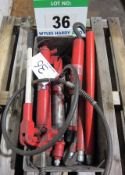 A SEALEY Super Snap 10-Ton Manual Hydraulic Ram System and Associated Fittings, Chains, etc.