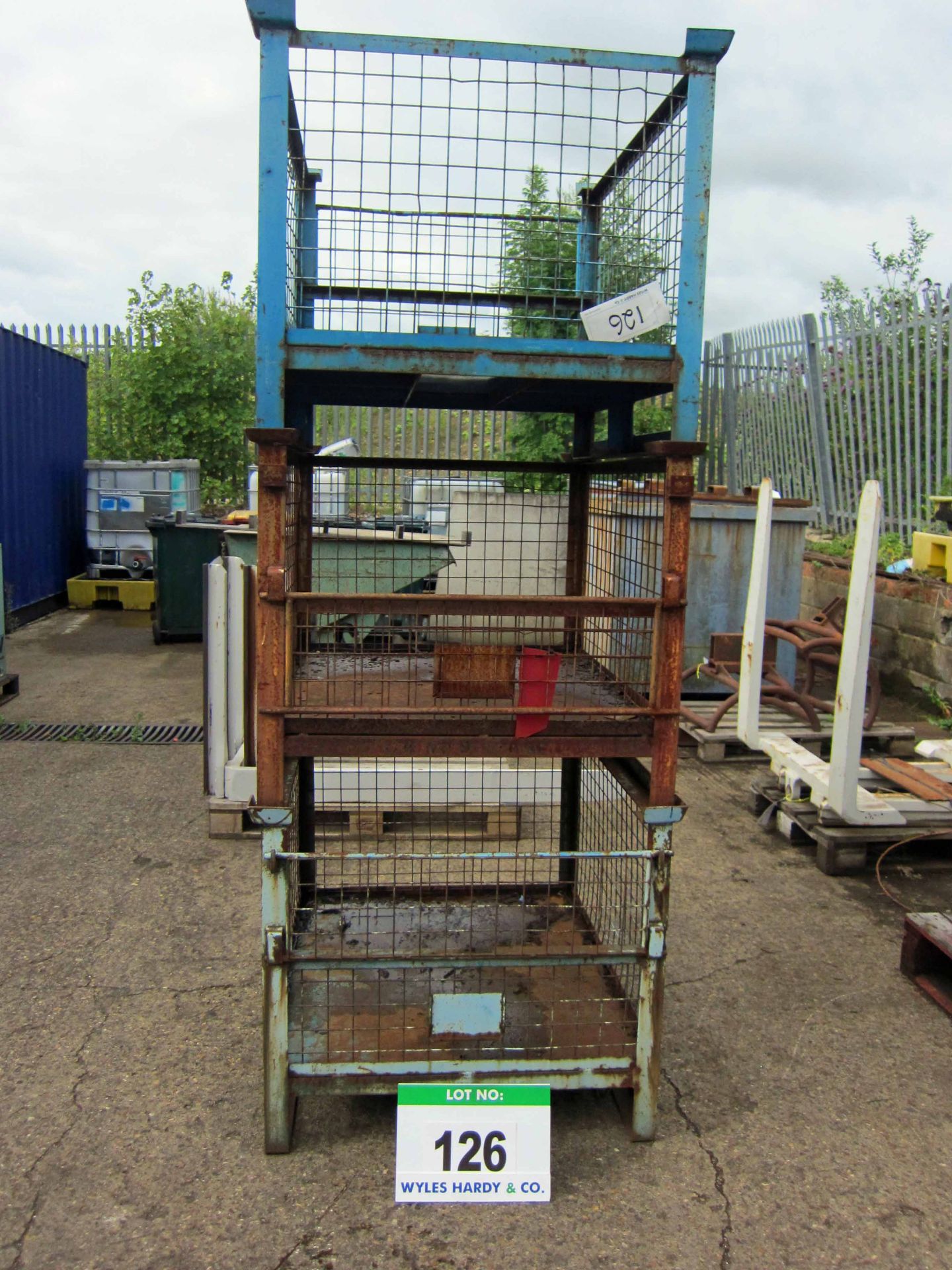 Three 810mm x 965mm x 770mm Drop Front Steel Cage Stillages - Image 2 of 2