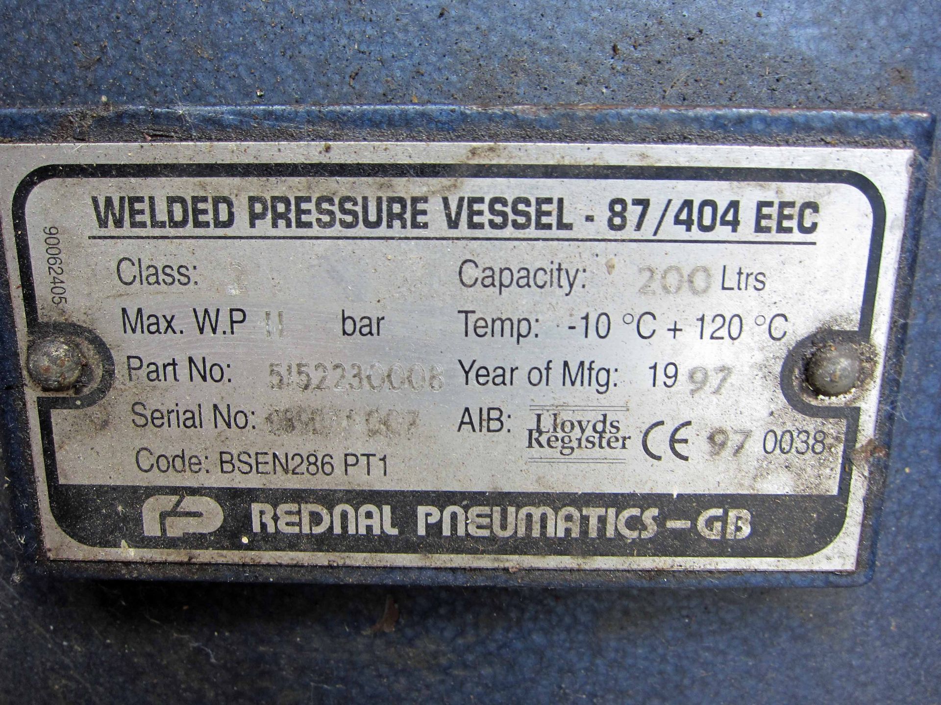 A FIAC Model E3HP200 Air Compressor, Serial No. L0667, on Horizontal Welded Receiver has Thorough - Image 4 of 4