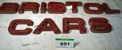 One of the Neon Sign Sets spelling out 'BRISTOL CARS' originally fitted to the Kensington High
