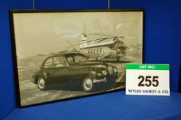 A Framed and Glazed Black and White Promotional Photograph of A Bristol 401/403 Saloon with A