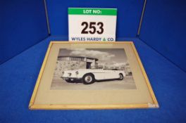 A Framed and Glazed Black and White Promotional Photograph of A Bristol 405 Drophead