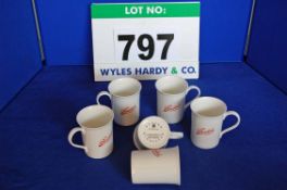 A Set of Six Bristol York Scroll Branded Bone China Mugs (Boxed)