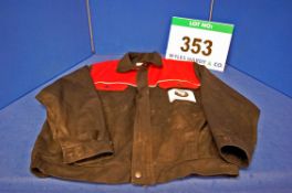 A Used Red and Black Cotton Mechanics Jacket with Bristol Cars Ltd. Badge on Left Chest Pocket,