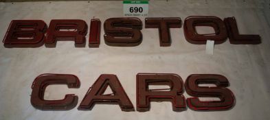One of the Neon Sign Sets spelling out 'BRISTOL CARS' originally fitted to the Kensington High