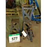 A Pair of Heavy Steel Vehicle Wheel Stands and A Pair of Axle Stands