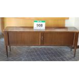 An ABESS Sapele Veneer Credenza with Twin Horizontal Sliding Tambour Doors with Key, for