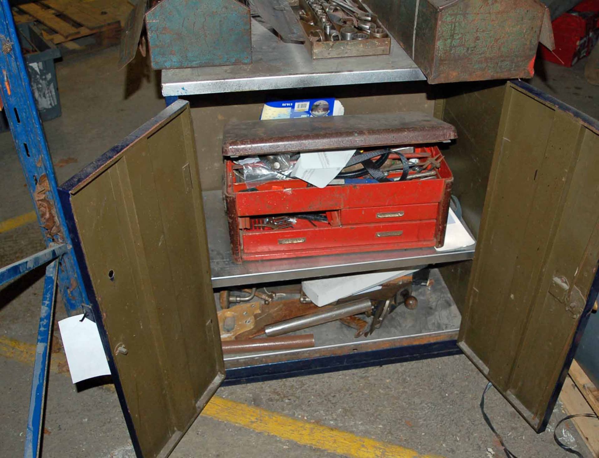 A Blue Steel Double Door Tool Cabinet with fitted Internal Shelf and Contents of A Quantity of - Image 3 of 3